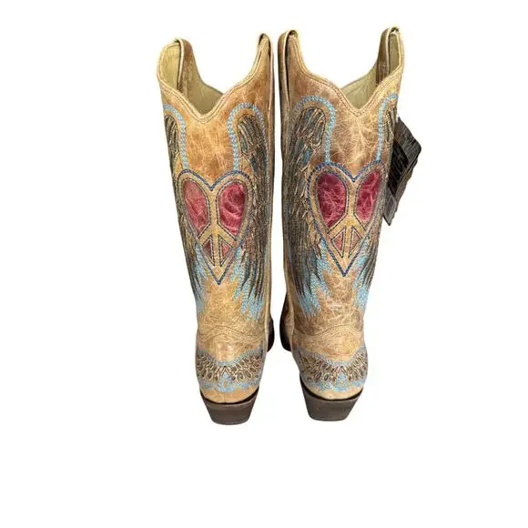 NWT CORRAL hearts and wings snip toe cowboy boot size 10 - Picture 4 of 8